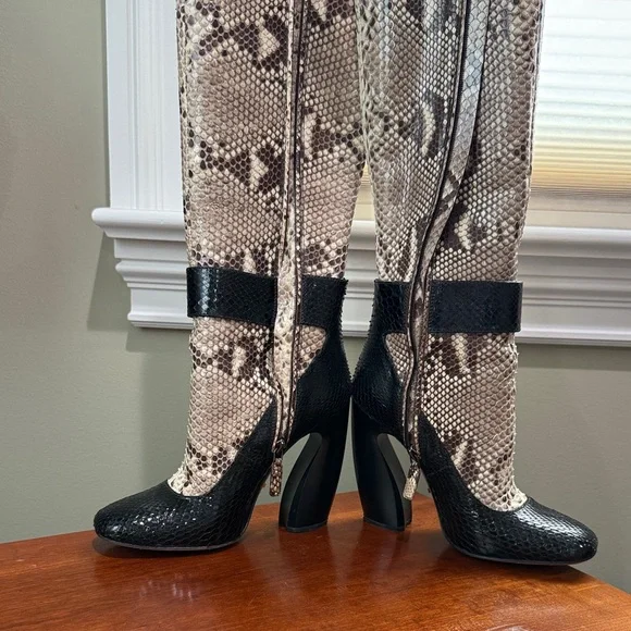 Prada Snakeskin Pattern Knee-High Boots - Picture 5 of 8